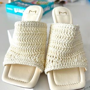 Marc Fisher white knit heels